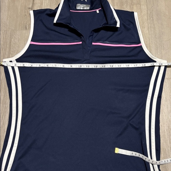 Navy Sleeveless Polo Shirt with Pink and White Accents - Picture 2 of 3